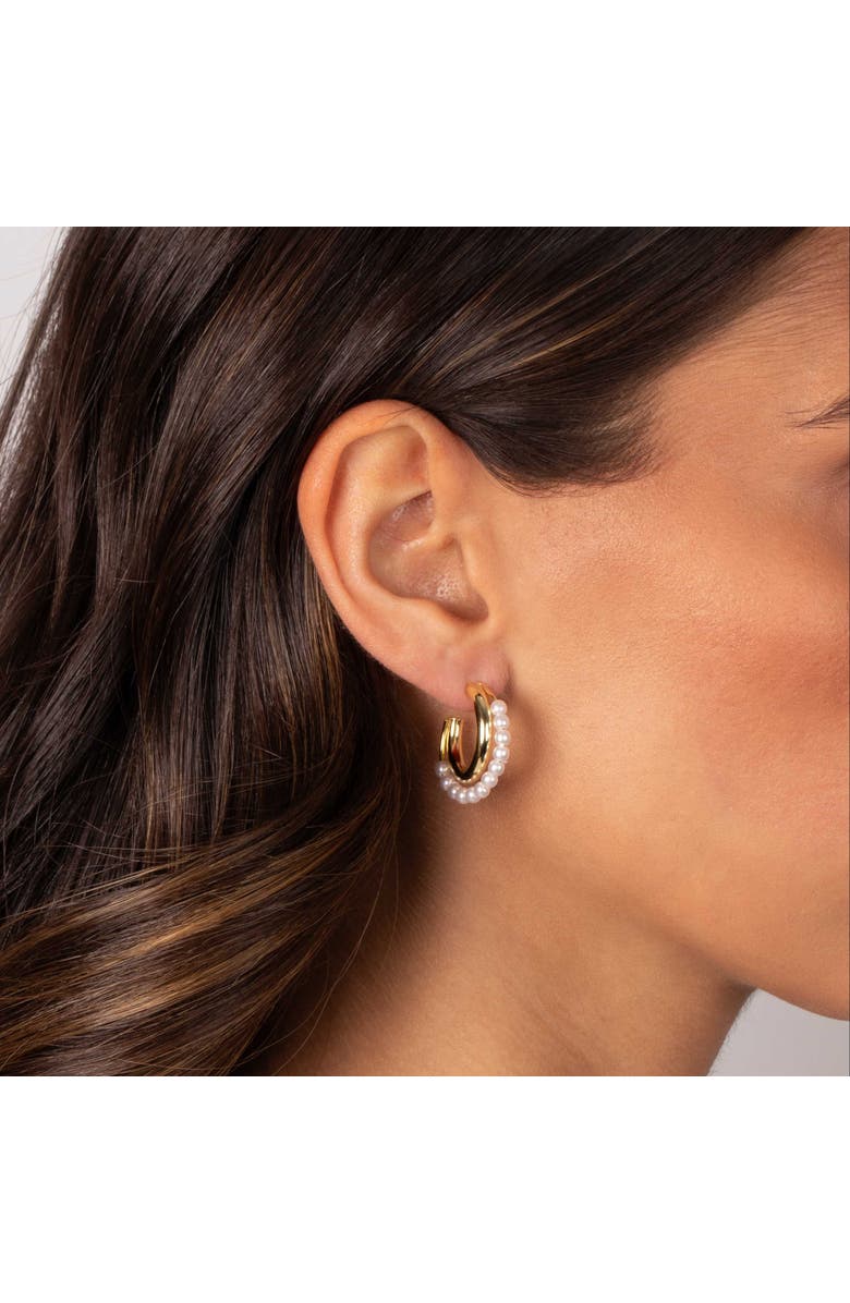 BY ADINA EDEN Pearl Intertwined Double Hoop Earring, Alternate, color, 