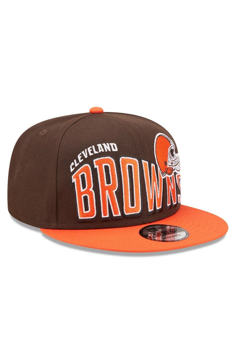 New Era Men's New Era Brown/Orange Cleveland Browns Wordmark Flow 9FIFTY Snapback Hat, Alternate, color, 