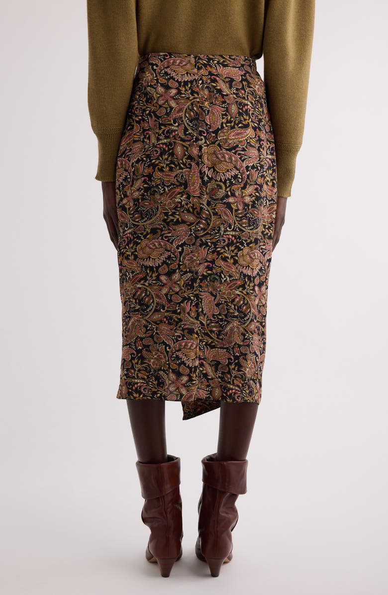 Isabel Marant Étoile Zaine Paine Midi Skirt, Alternate, color, Black / Ochre