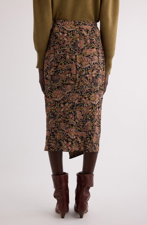 Shop Isabel Marant Étoile Zaine Paine Midi Skirt In Black/ochre