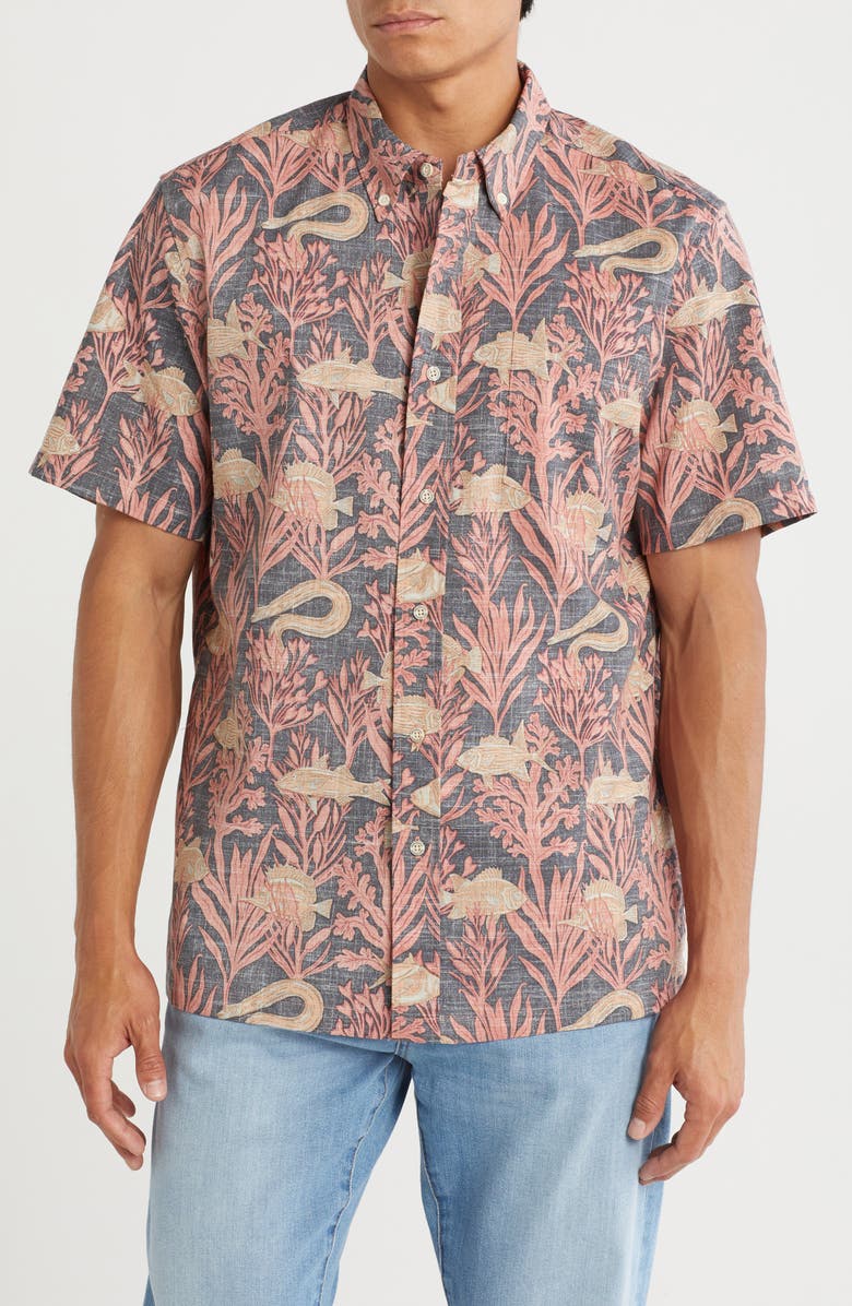 Reyn Spooner Aloha Kai Classic Fit Short Sleeve Button-Down Shirt, Main, color, Nightshade
