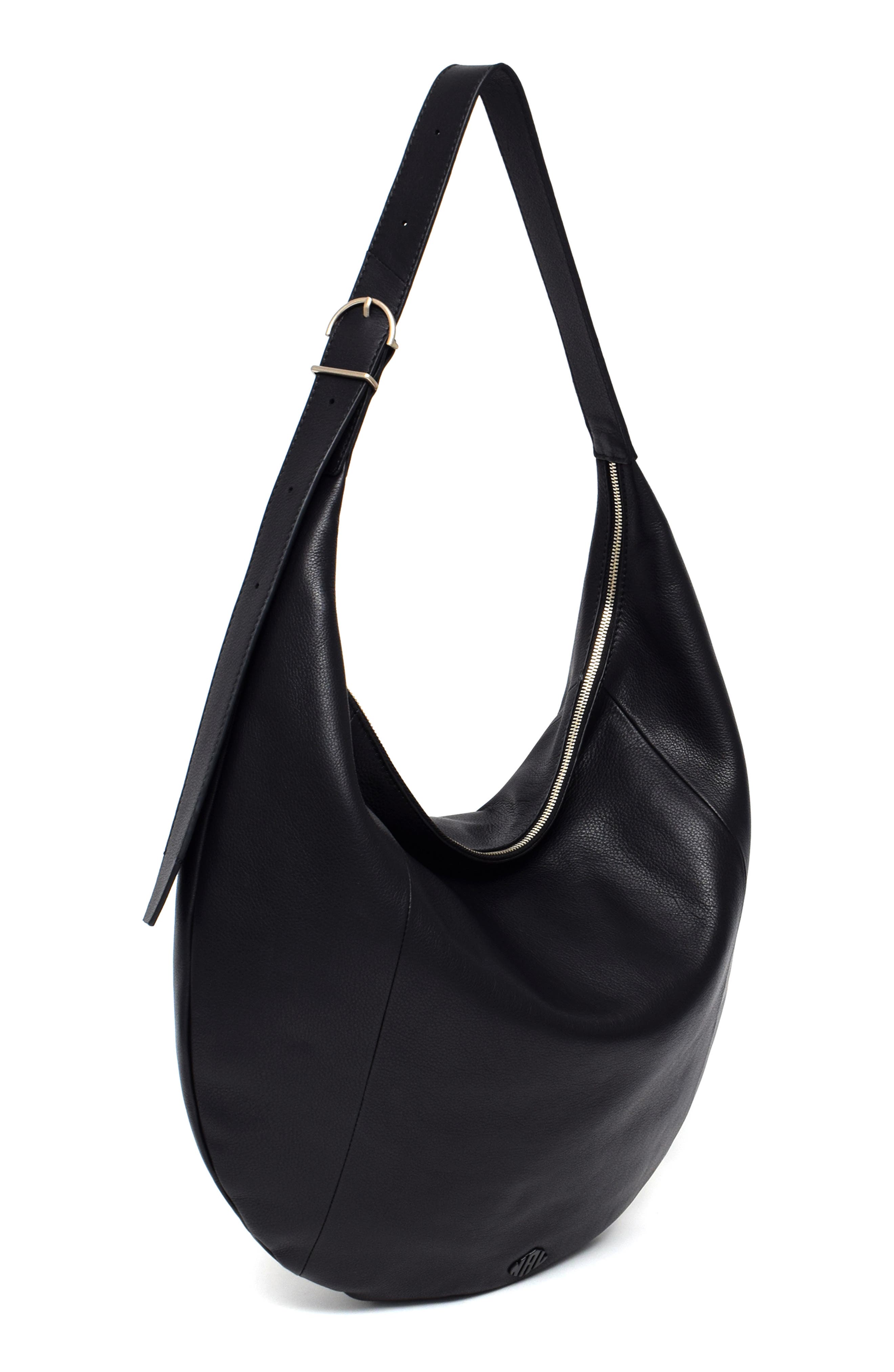 New Amsterdam Leatherworks Wyatt Oversize Hobo Bag, Alternate, color, Black