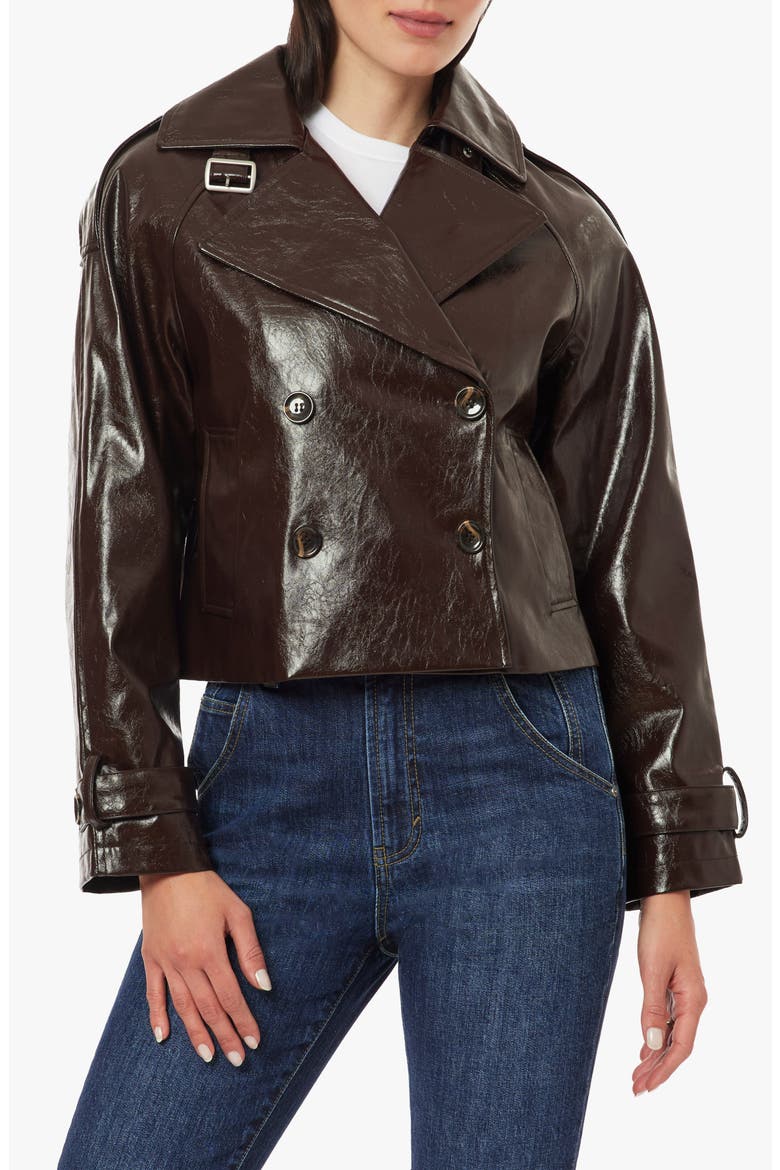 Textured Faux Leather Cropped Jacket, Main, color, CHOCOLATE