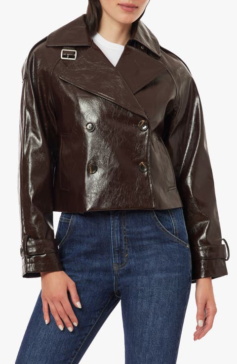 Textured Faux Leather Cropped Jacket