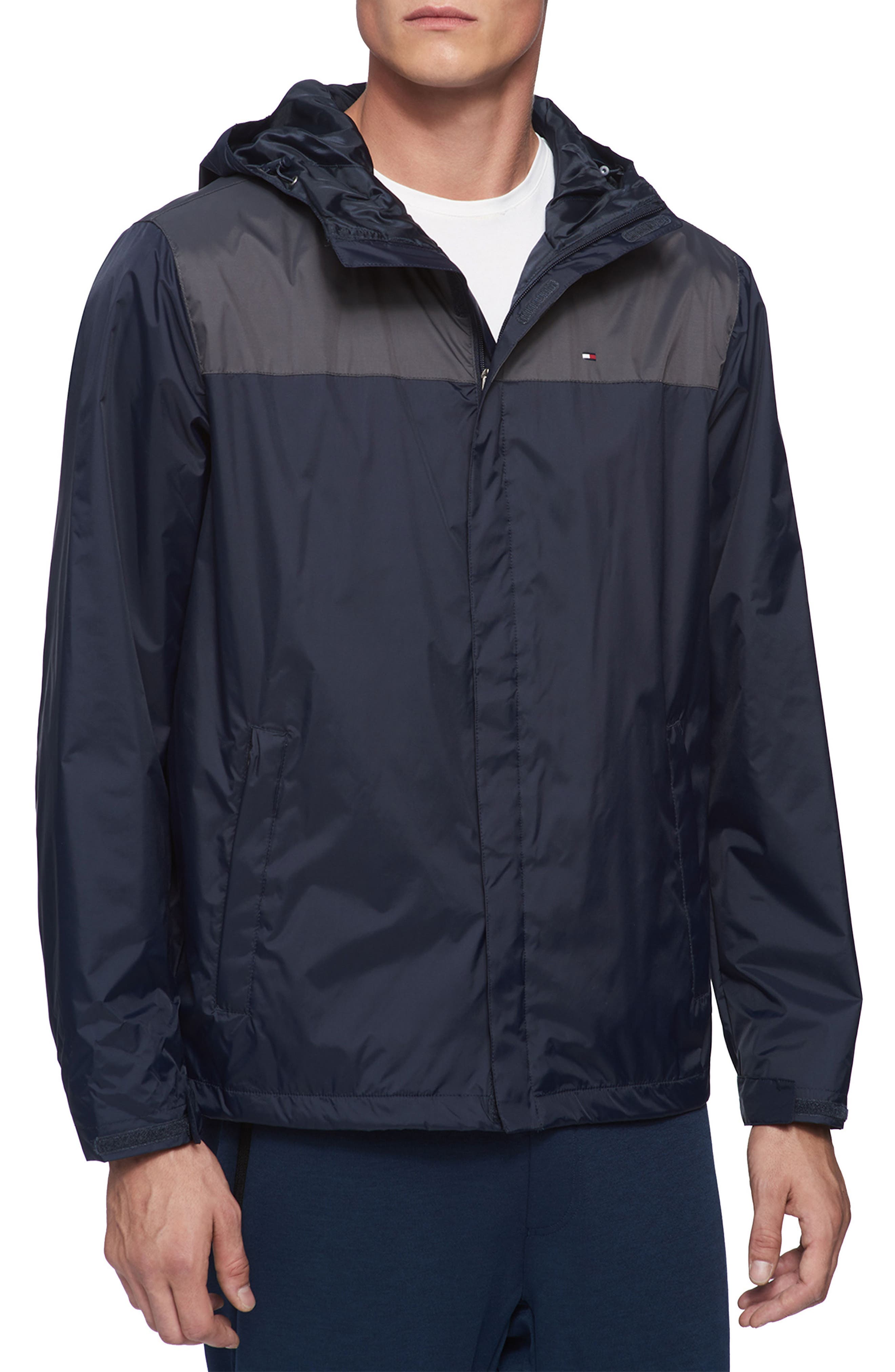 Nylon Hooded Quilted Rain Jacket