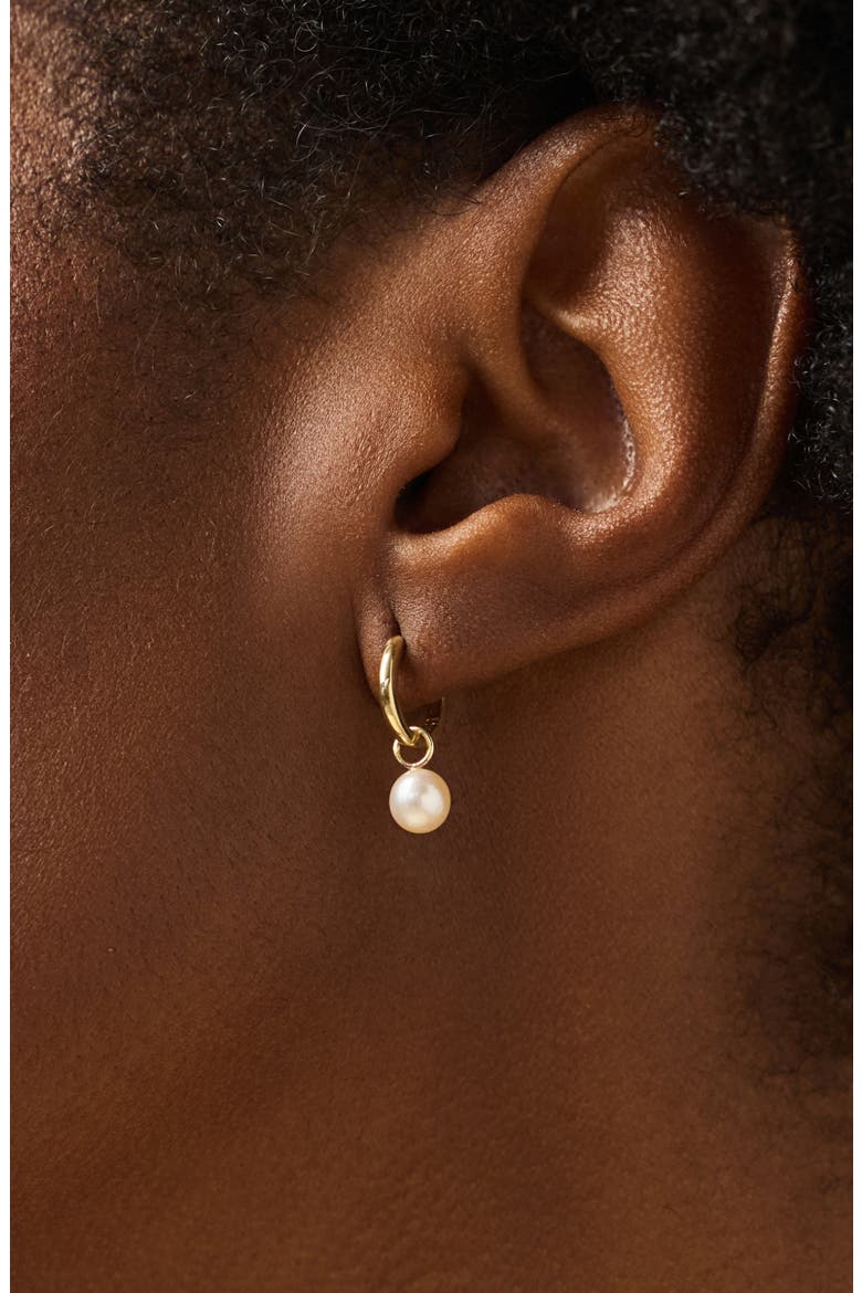 Small Gold Hoop Earrings - Gold Pearl Hoops, Alternate, color, Gold