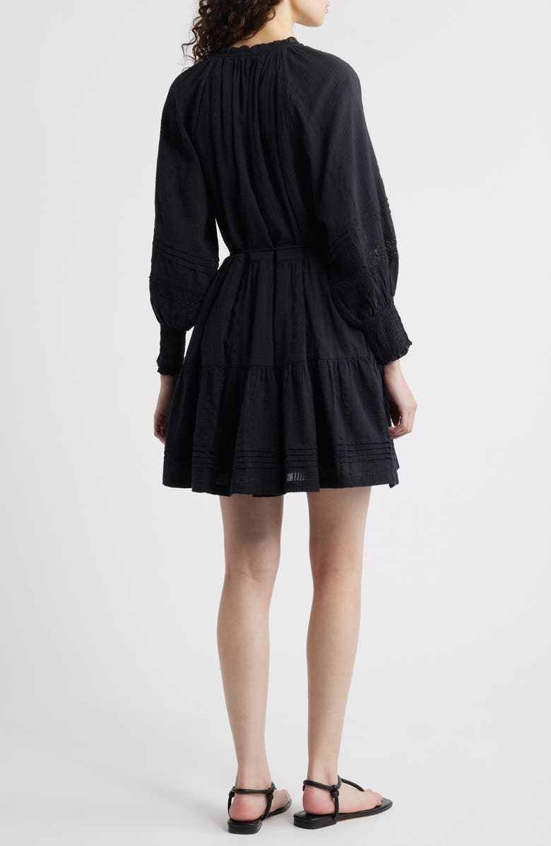 Cleobella Meadow Long Sleeve Cotton Seersucker Minidress, Alternate, color, Black