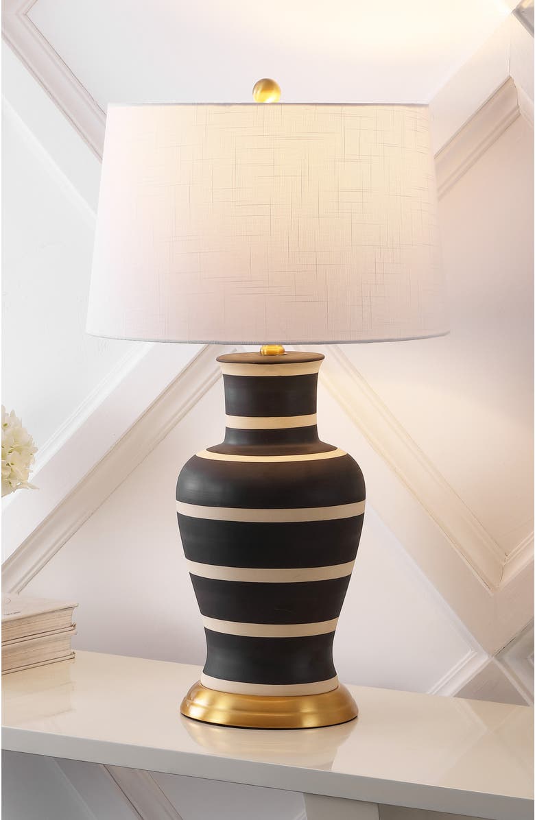 JONATHAN Y Julian Traditional Classic Ceramic Urn LED Table Lamp, Alternate, color, Black/Beige