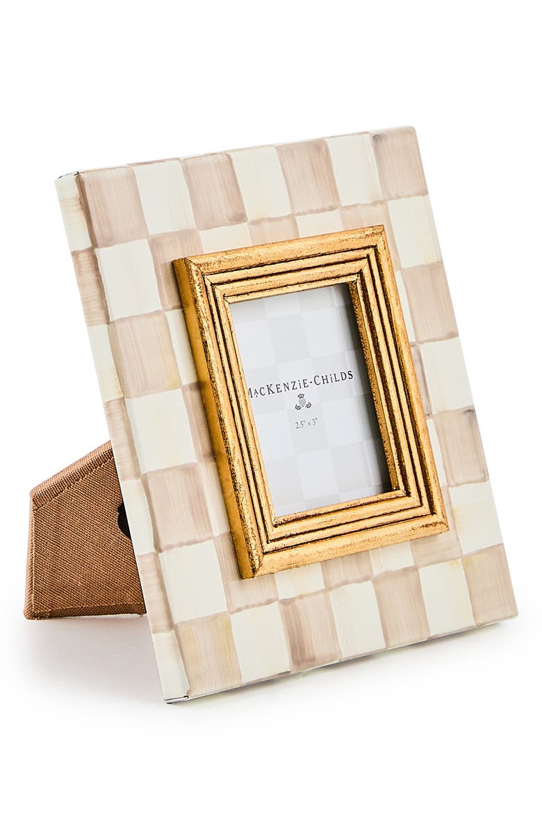 MACKENZIE CHILDS Mocha Check Enameled Steel 2.5 x 3-Inch Picture Frame, Alternate, color, Mocha