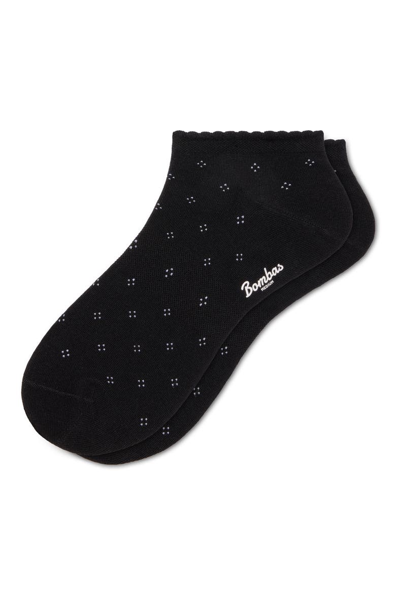 Dot Scallop Ankle Socks, Alternate, color, BLACK