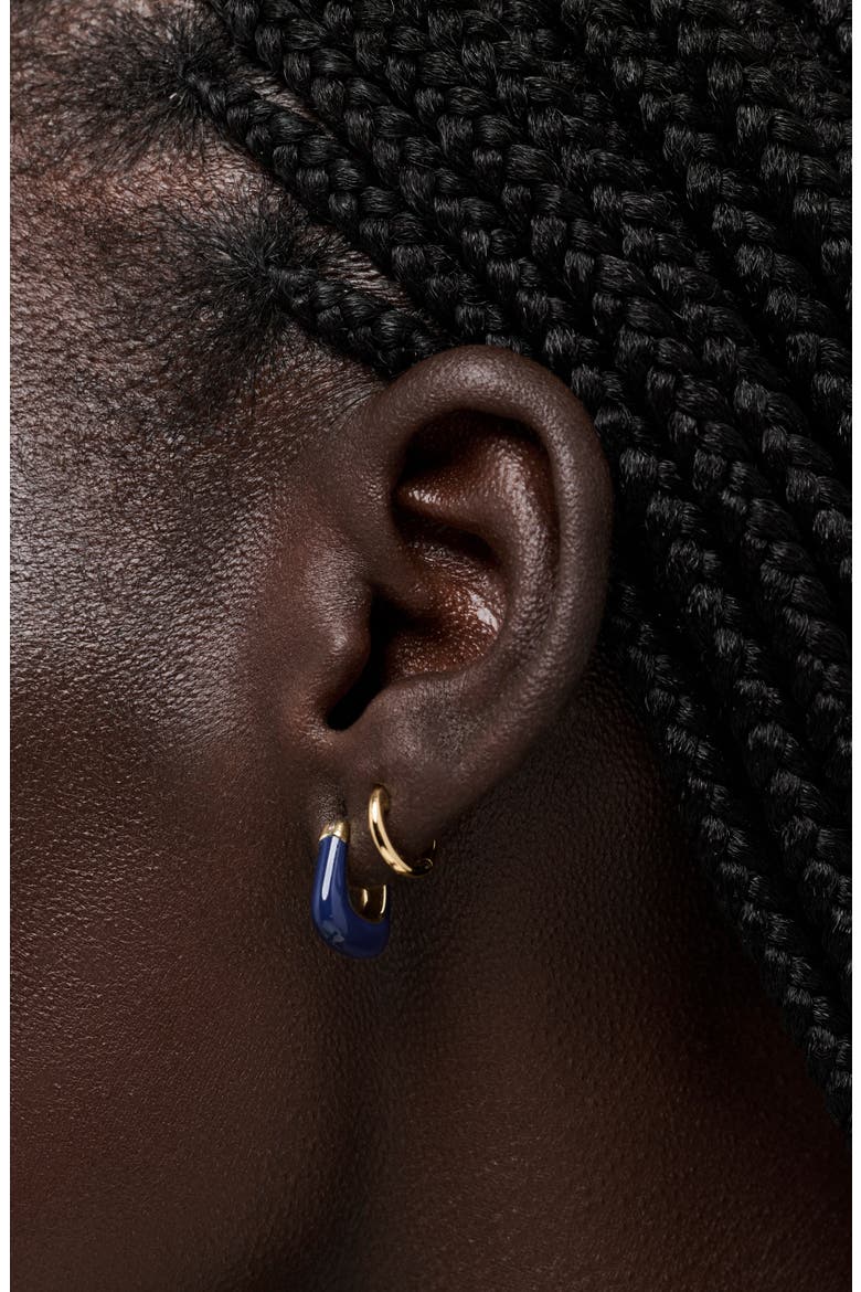 Dakota Mini Enamel Huggie Hoop Earrings, Alternate, color, GOLD / BLUE