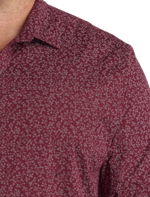 Synrgy By Dxl Big & Tall Leaf Print Sport Shirt In Burgundy