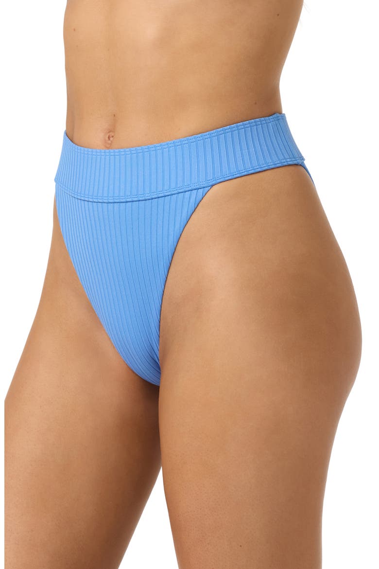Shorebreak Rib Santa Barbara High Waist Bikini Bottoms, Alternate, color, AZURINE