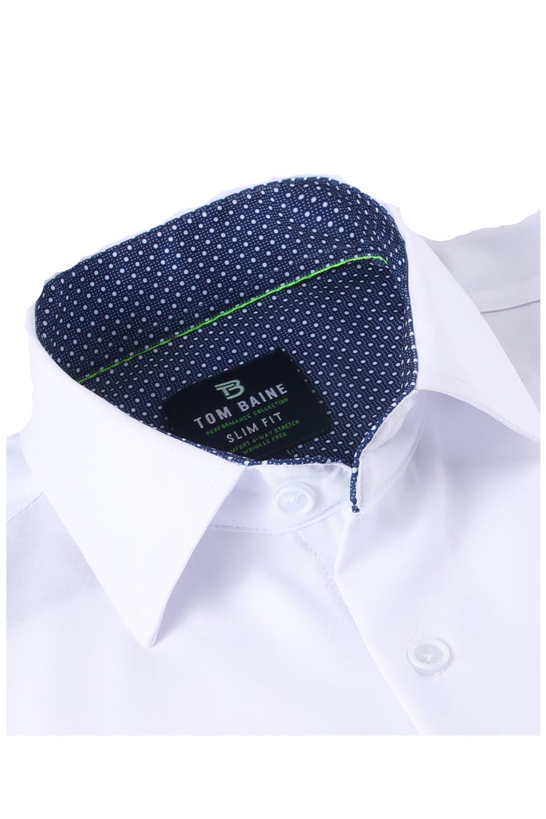 Slim Fit Short Sleeve Performance Stretch Button-Up Shirt, Alternate, color, WHITE