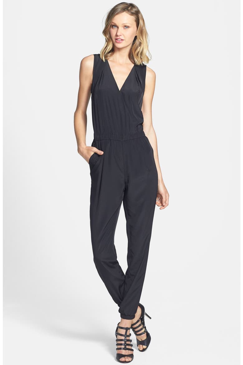 V-Neck Sleeveless Jumpsuit, Main, color, BLACK