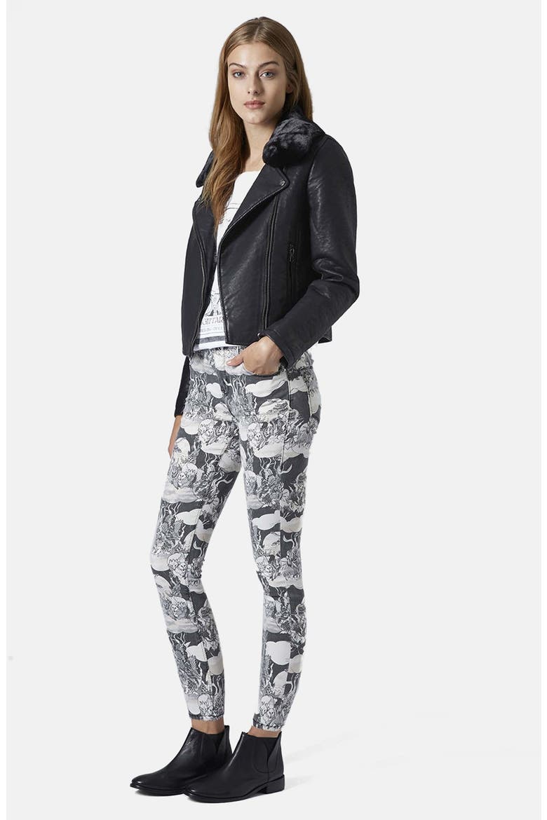 Faux Leather Jacket with Removable Faux Fur, Alternate, color, BLACK