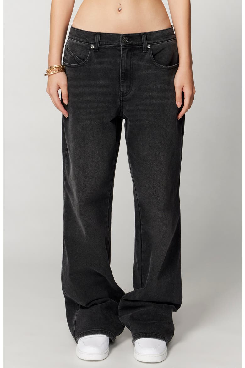 Wide Leg Boyfriend Jeans, Main, color, WASHED BLACK