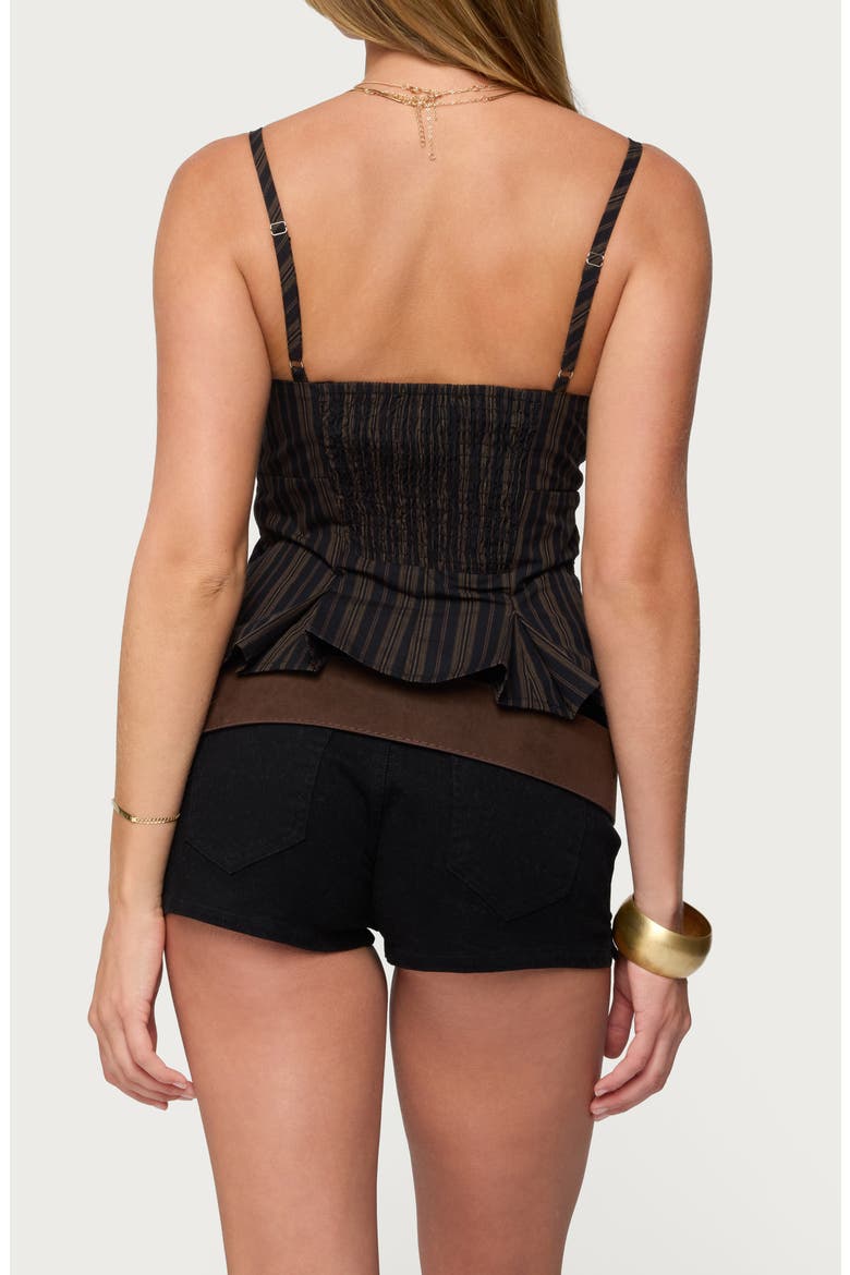 Kiya Stripe Peplum Camisole, Alternate, color, BLACK