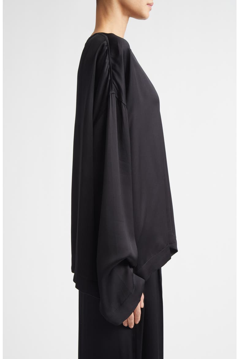 Boxy Satin Top, Alternate, color, BLACK
