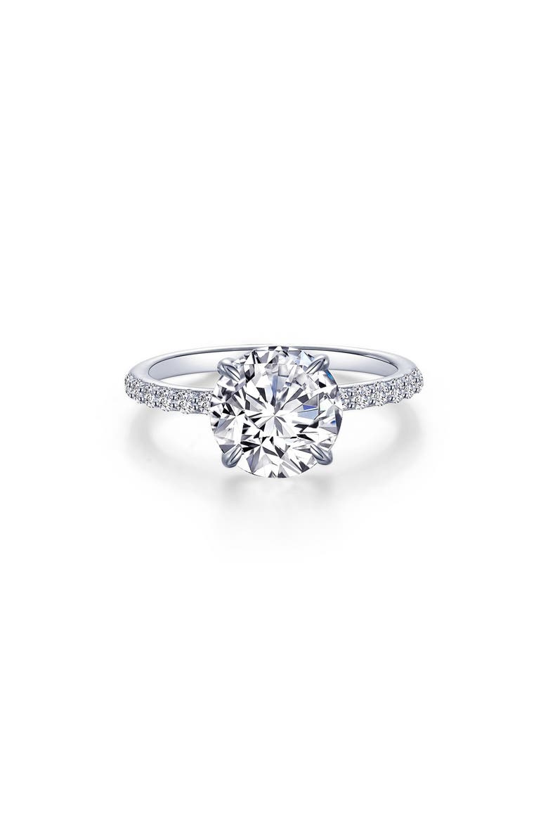 Solitaire Simulated Diamond Engagement Ring, Main, color, WHITE