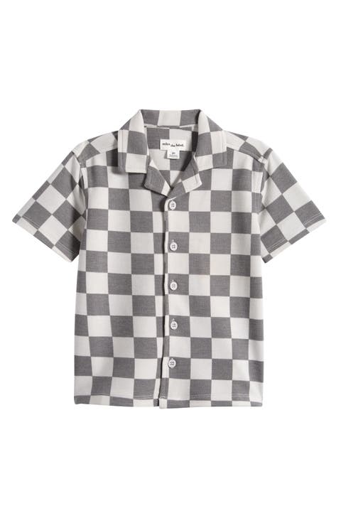 Kids' Checkerboard Print Button-Up Shirt (Toddler & Little Kid)