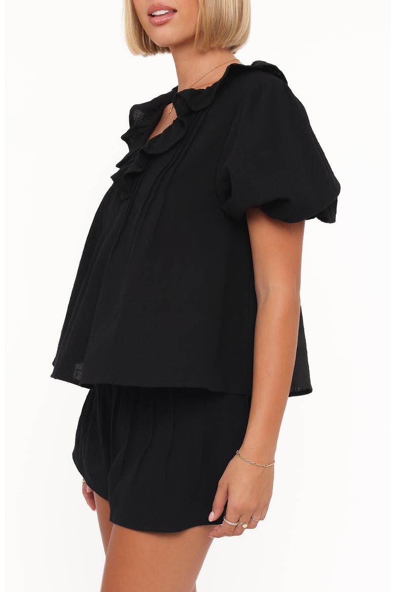 Felicity Cotton Gauze Shirt & Shorts Set, Alternate, color, BLACK