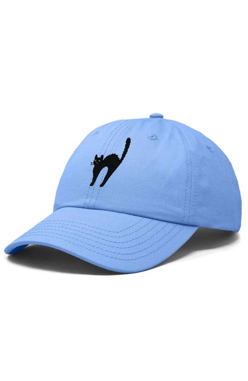 Dalix Black Cat Embroidered Casual Hat In Light Blue