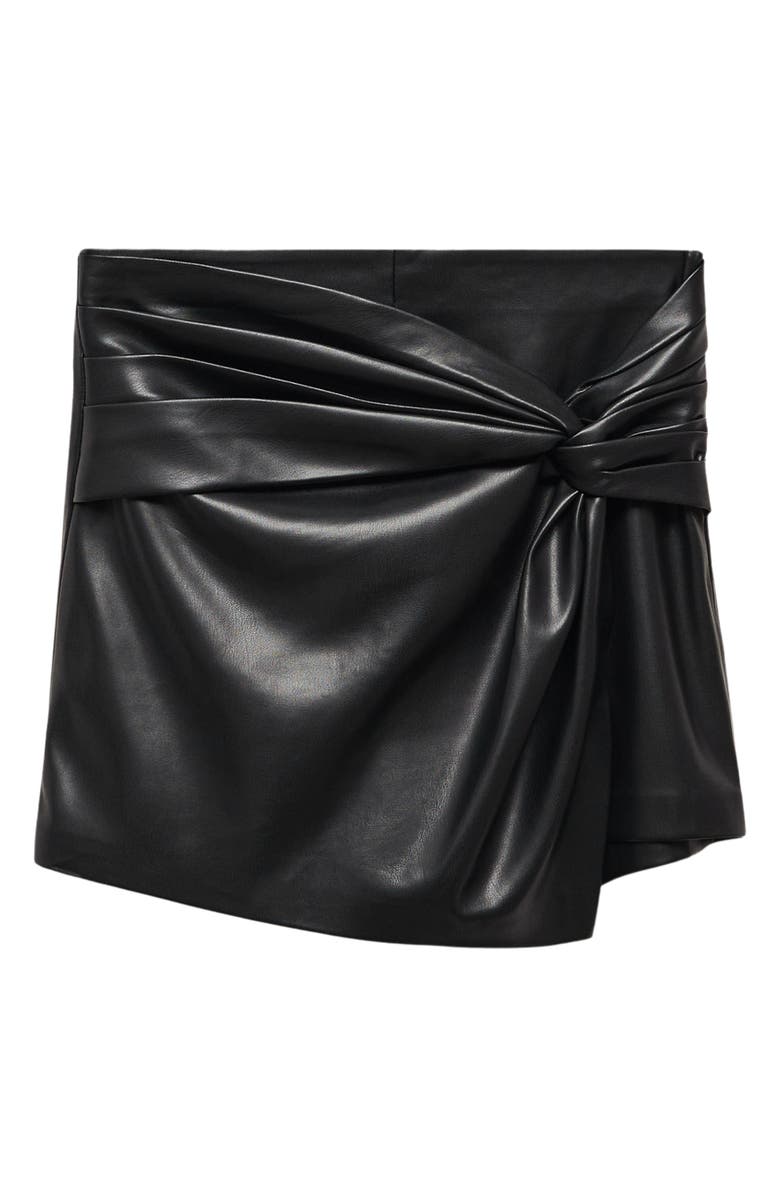 MANGO Knot Faux Leather Skort, Alternate, color, 