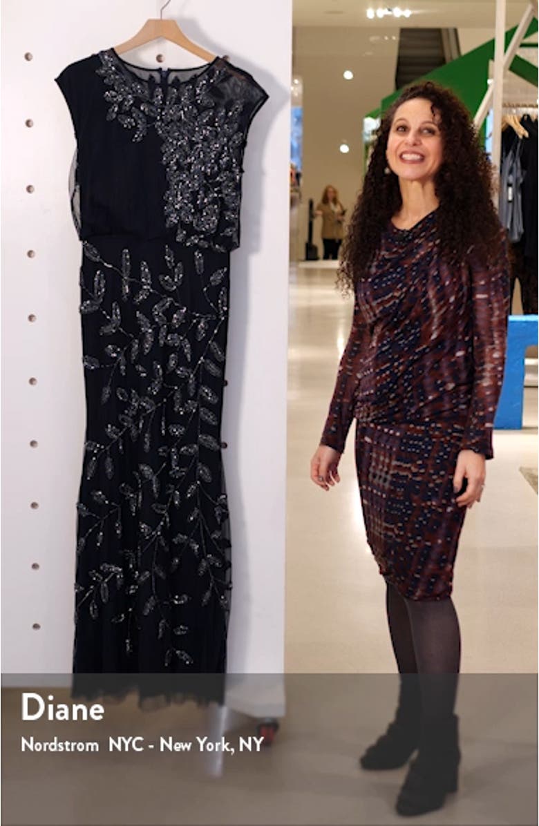 Beaded Leaf Chiffon Trumpet Gown, sales video thumbnail