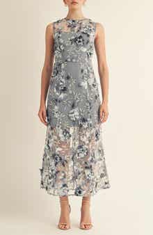 Sorelle Floral Embroidered Sheath Cocktail Dress