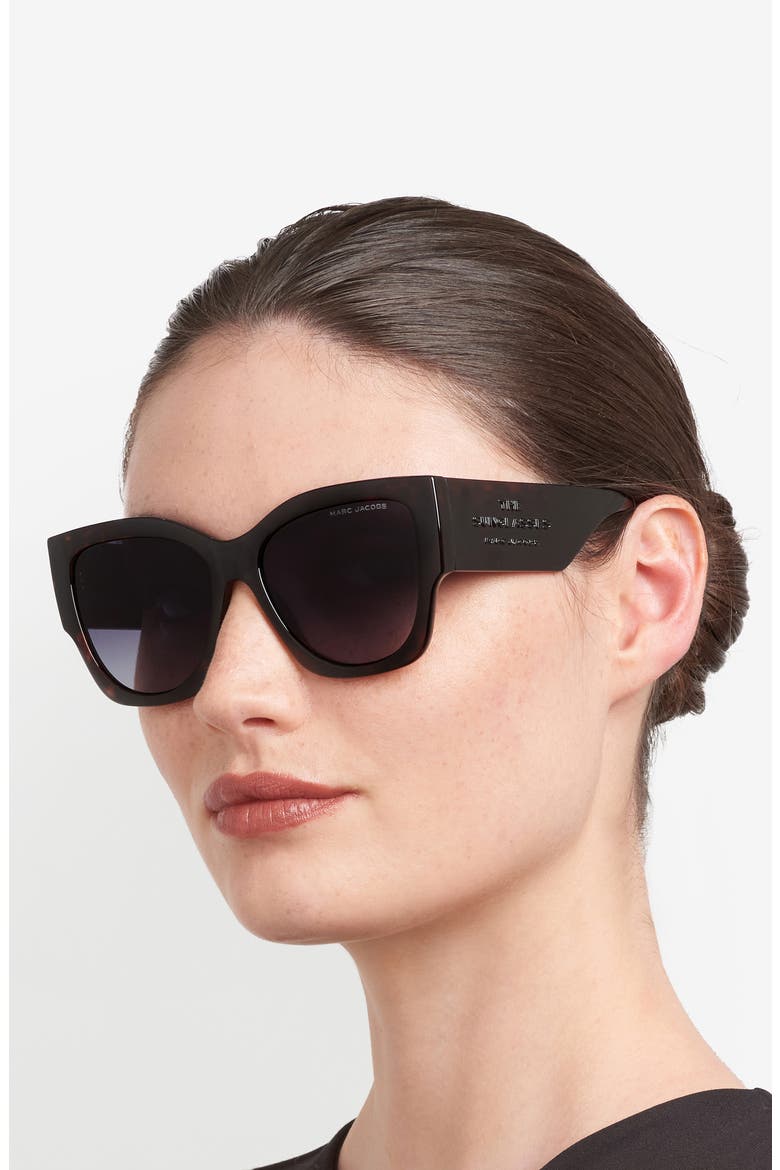 56mm Gradient Cat Eye Sunglasses, Alternate, color, HAVANA/ DARK GREY SF