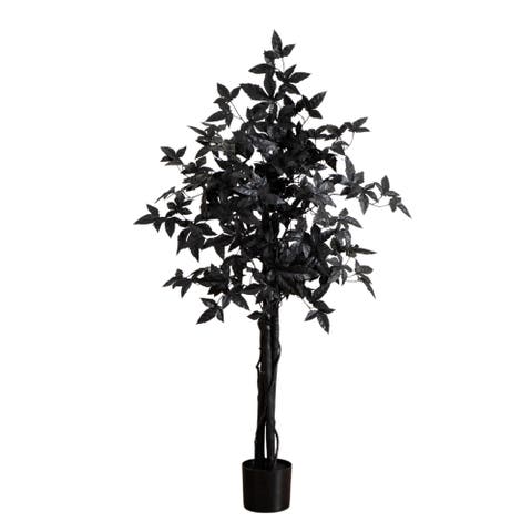4-ft Artificial Halloween Black Maple Tree with Natural Trunk