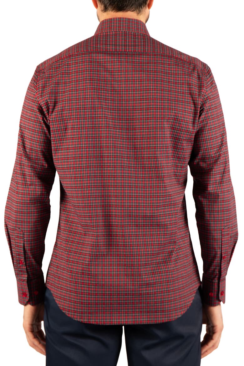 Holiday Mini Tartan Long Sleeve Button Down Shirt, Alternate, color, RED