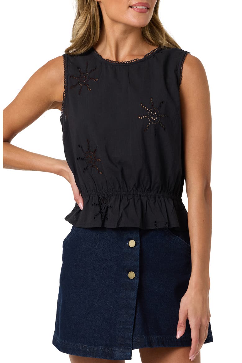 Lanisa Eyelet Peplum Tank, Main, color, BLACK