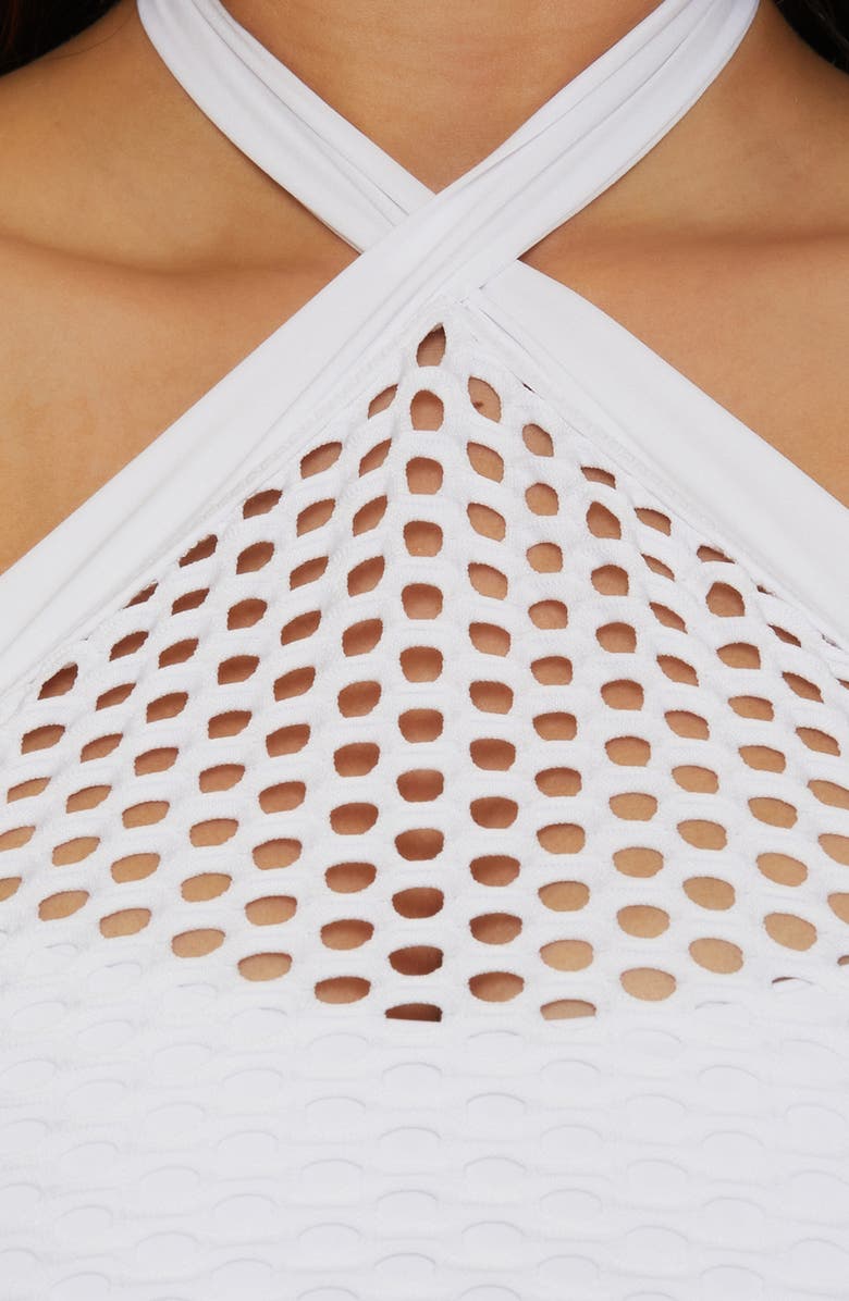 Becca Castaway High Neck Bikini Top, Alternate, color, White