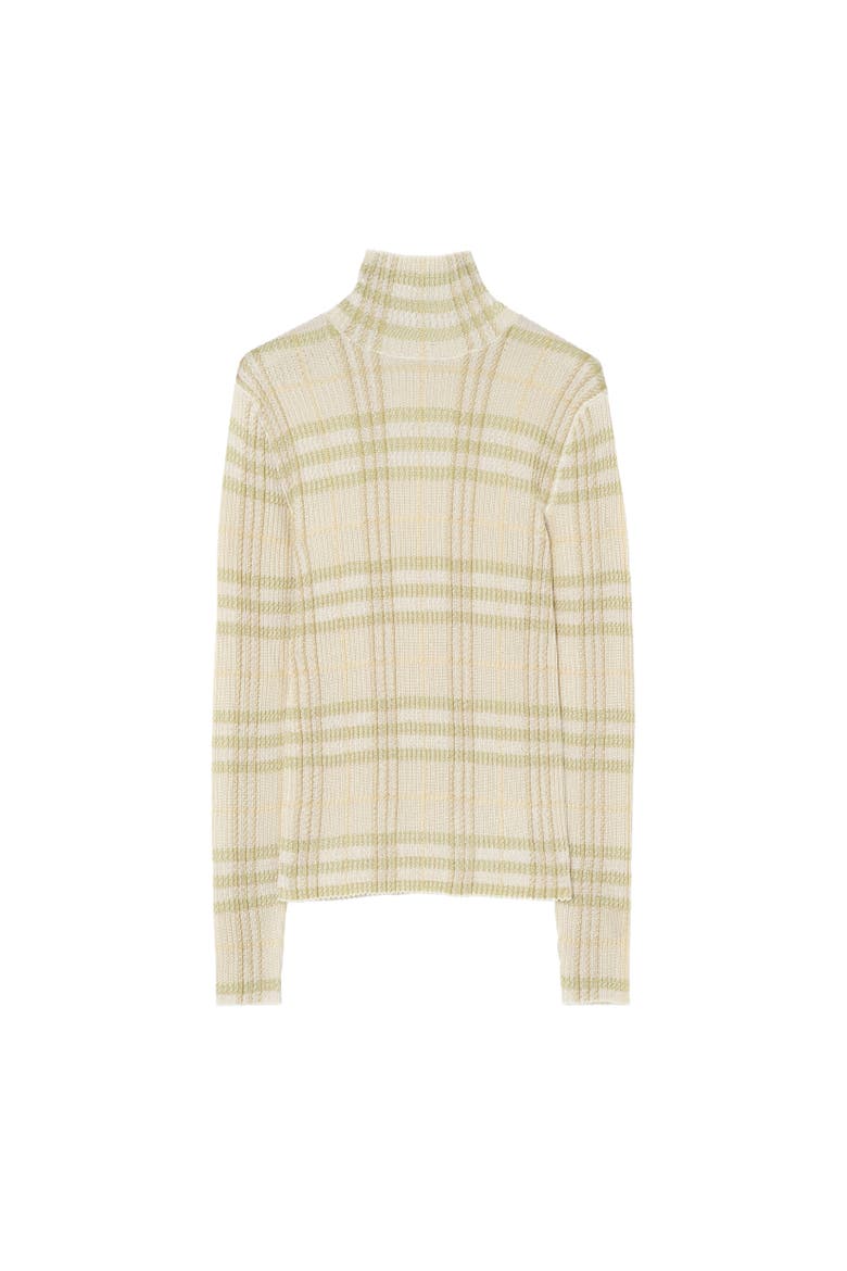 Check Viscose Turtleneck Sweater, Alternate, color, Beige