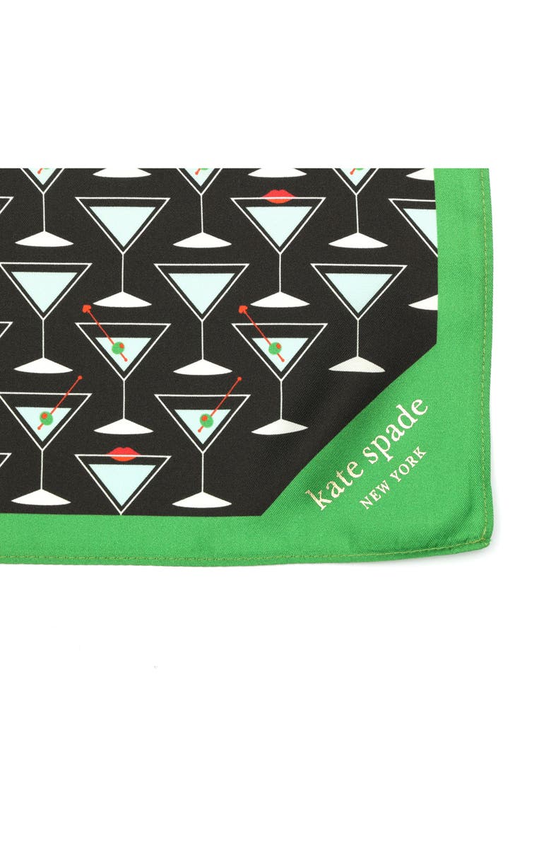 Kate Spade New York martini print silk bandana, Alternate, color, 