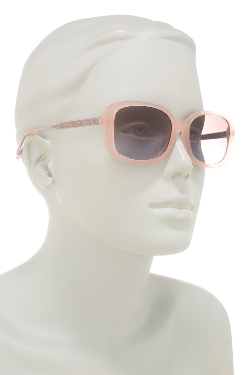 COACH 55mm Rectangle Sunglasses, Alternate, color, Milky Pink / Grey Gradient