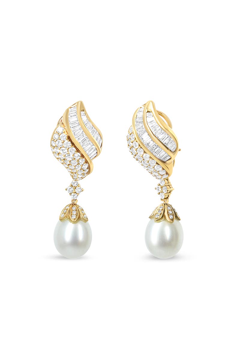 Haus of Brilliance 18k Yellow Gold 7 Cttw Diamond South Sea Pearl Dangle Earring, Main, color, Yellow