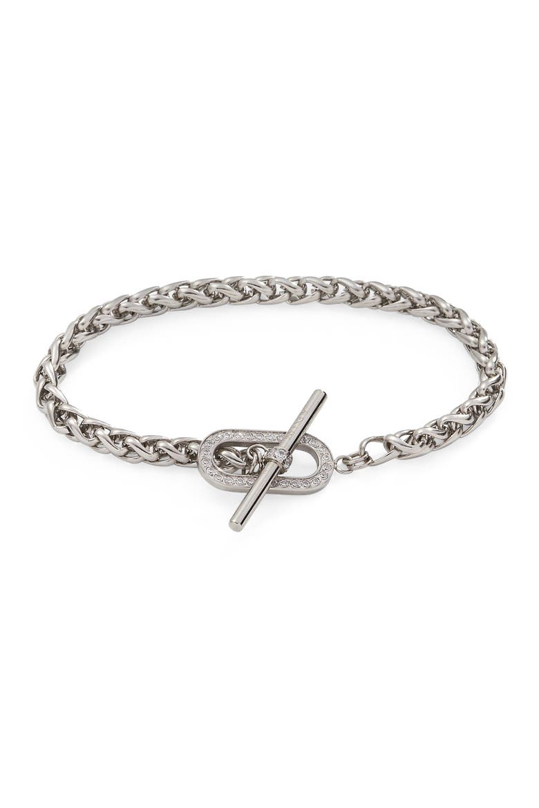 Pave Toggle Chain Bracelet, Main, color, Silver