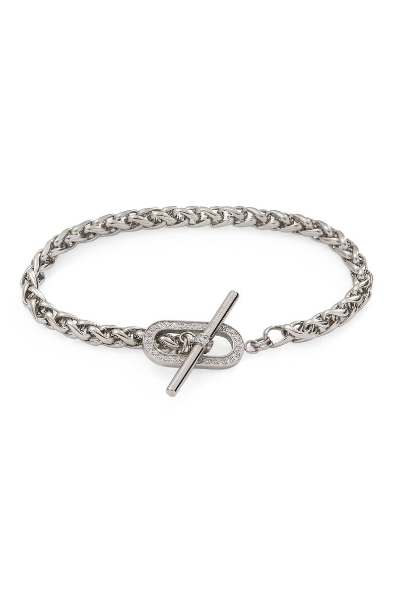Alex and Ani Pave Toggle Chain Bracelet, Main, color, Silver