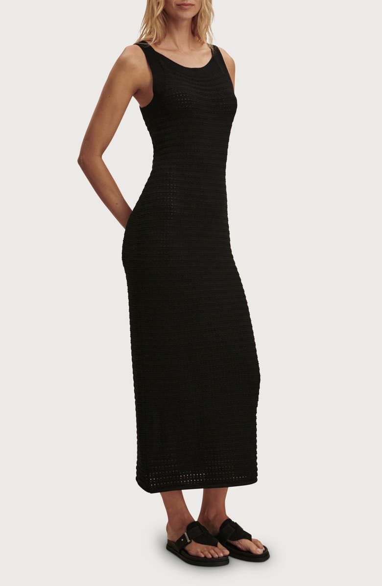 Varley Cusack Cotton Knit Dress, Alternate, color, Black