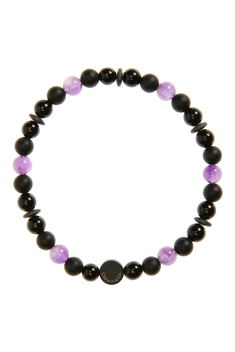 Men's Vibrant Beaded Stretch Bracelet, Main, color, AMETHYST