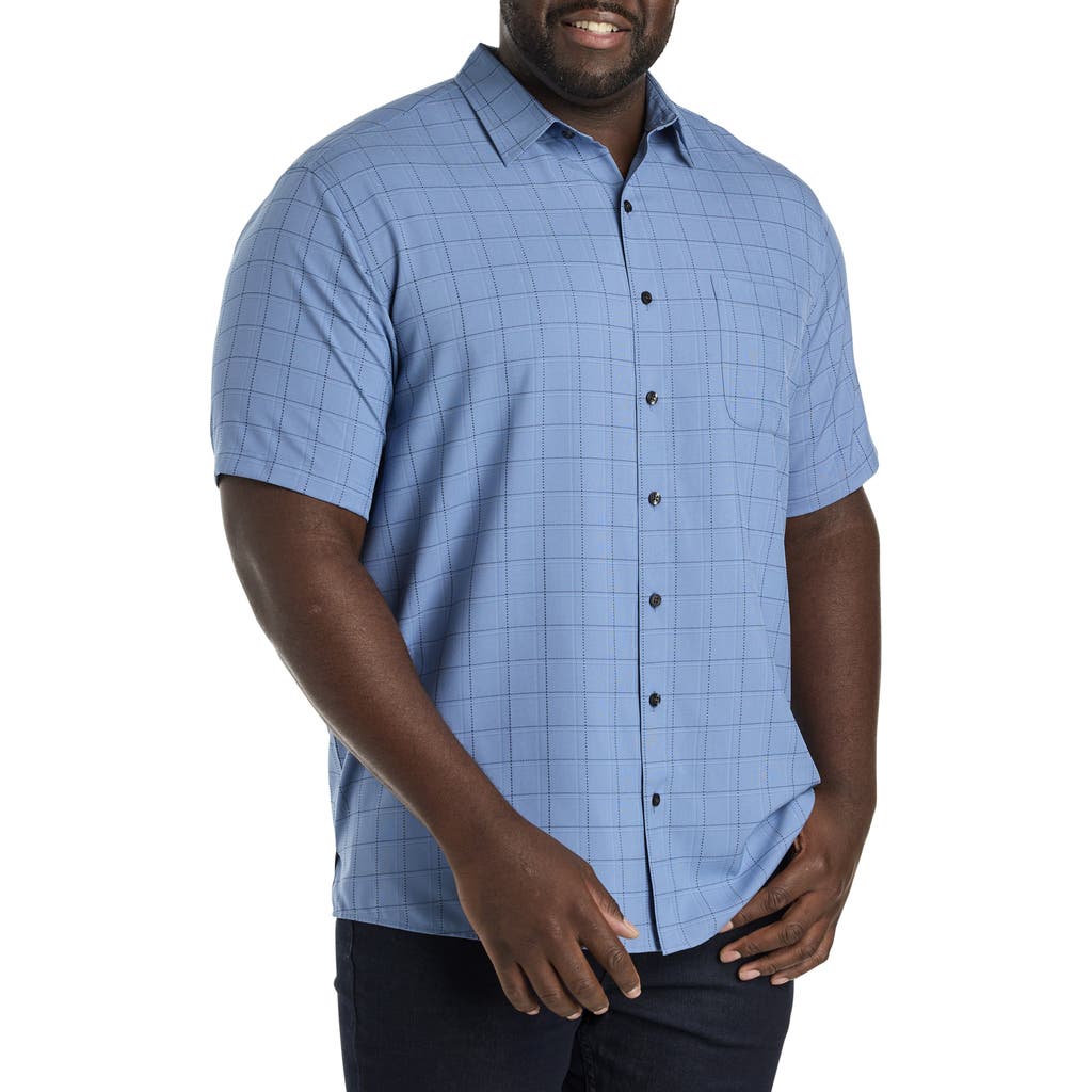 Synrgy By Dxl Big & Tall Medium Plaid Microfiber Sport Shirt In Blue