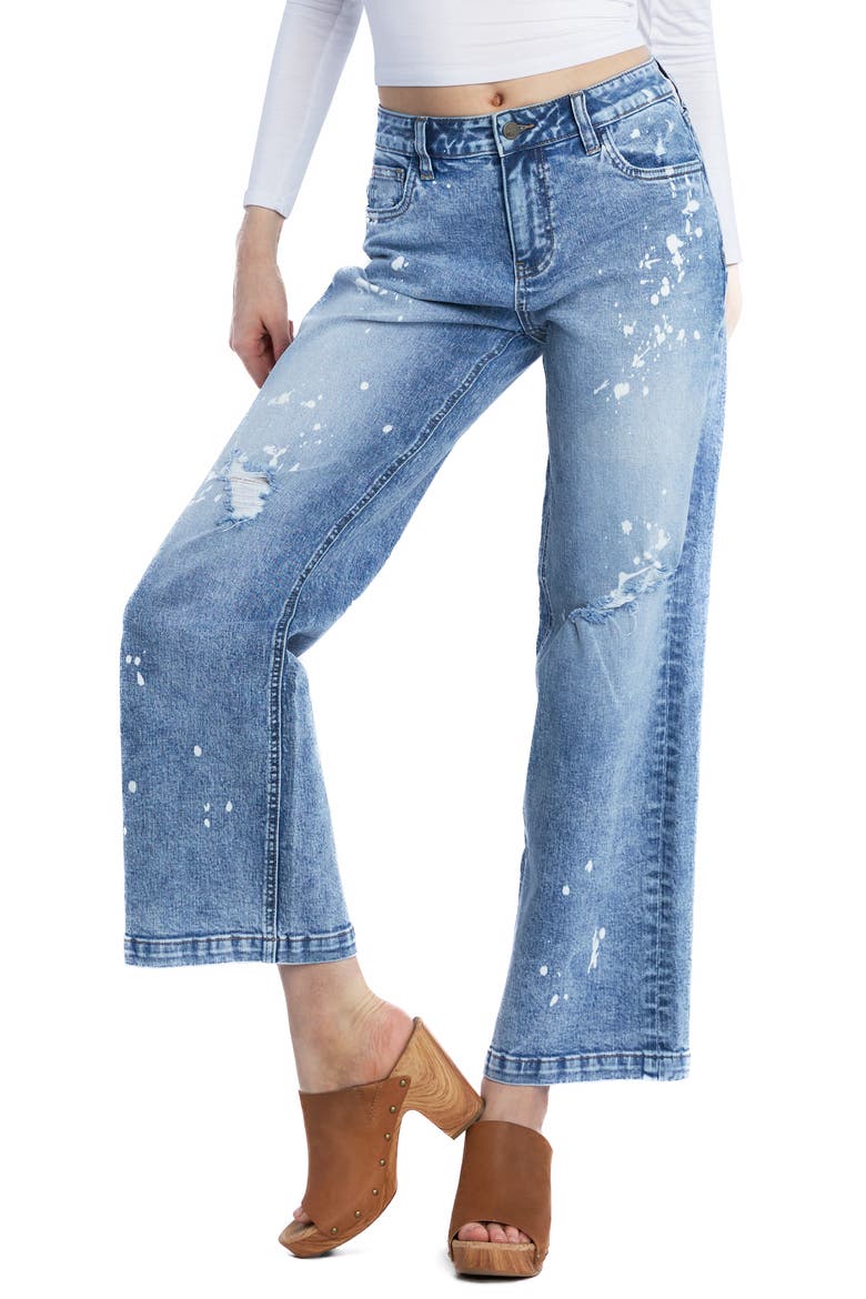 Relaxed Distressed Ankle Wide Leg Jeans, Main, color, BELOVED BLUE
