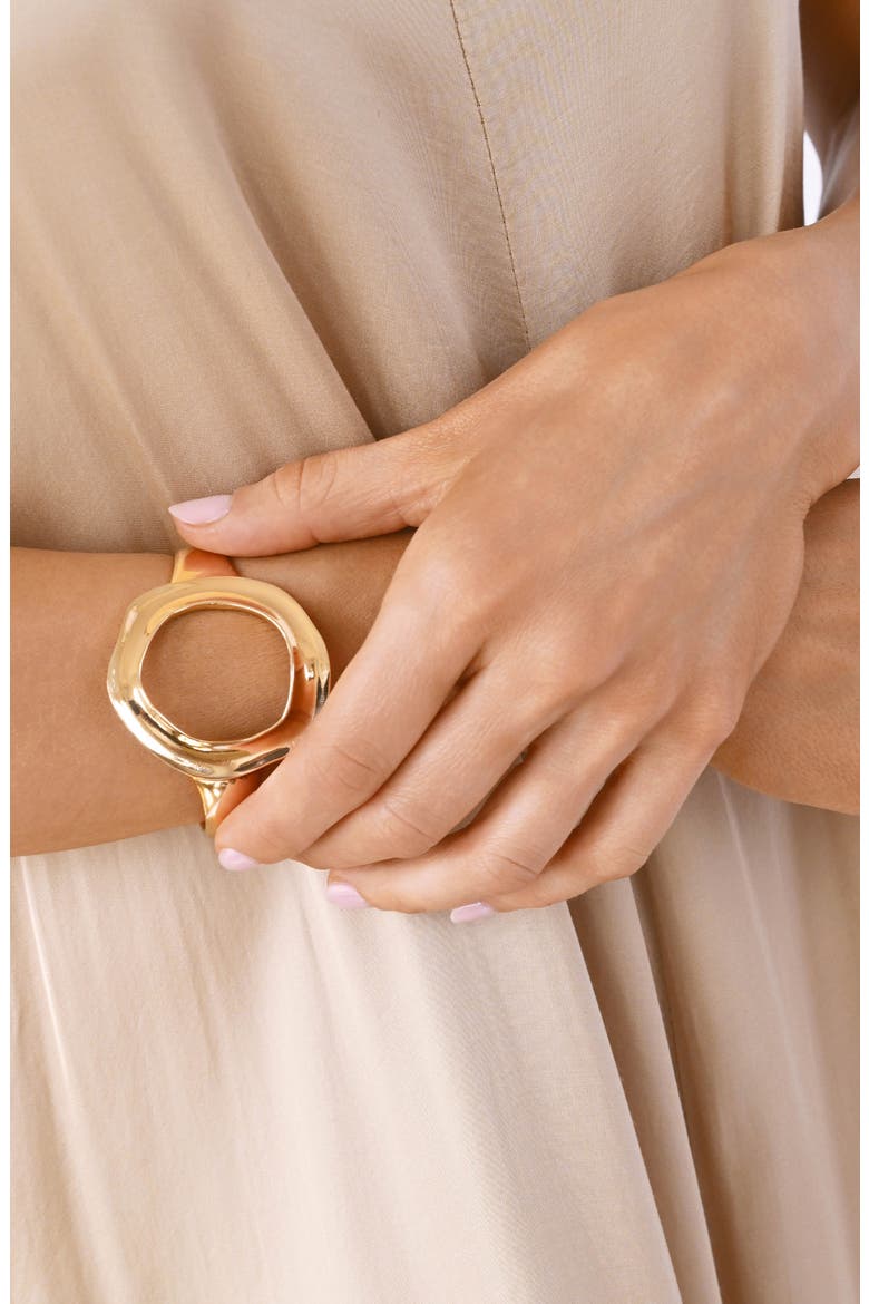Open Circle Cuff Bracelet, Alternate, color, GOLD