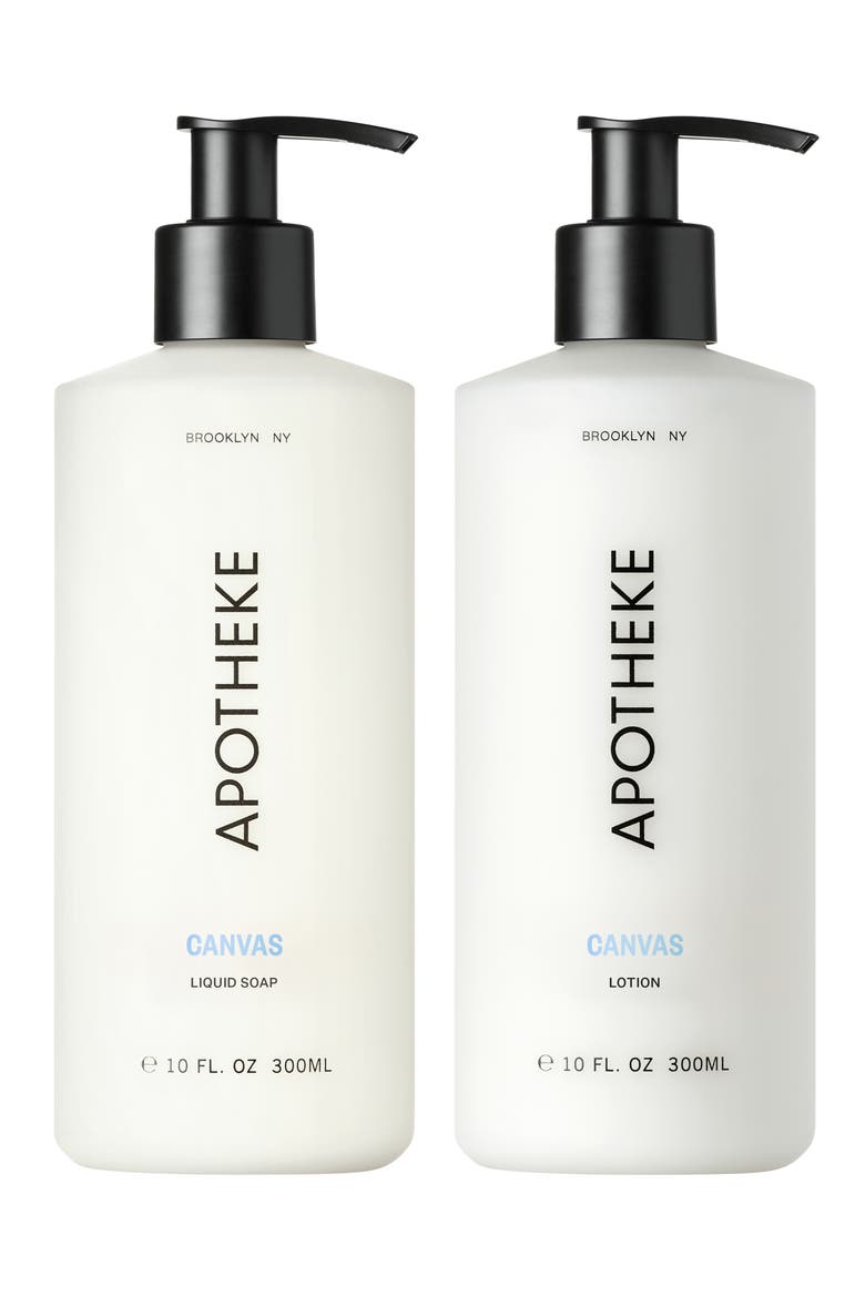 Canvas Liquid Soap & Lotion Set, Main, color, WHITE