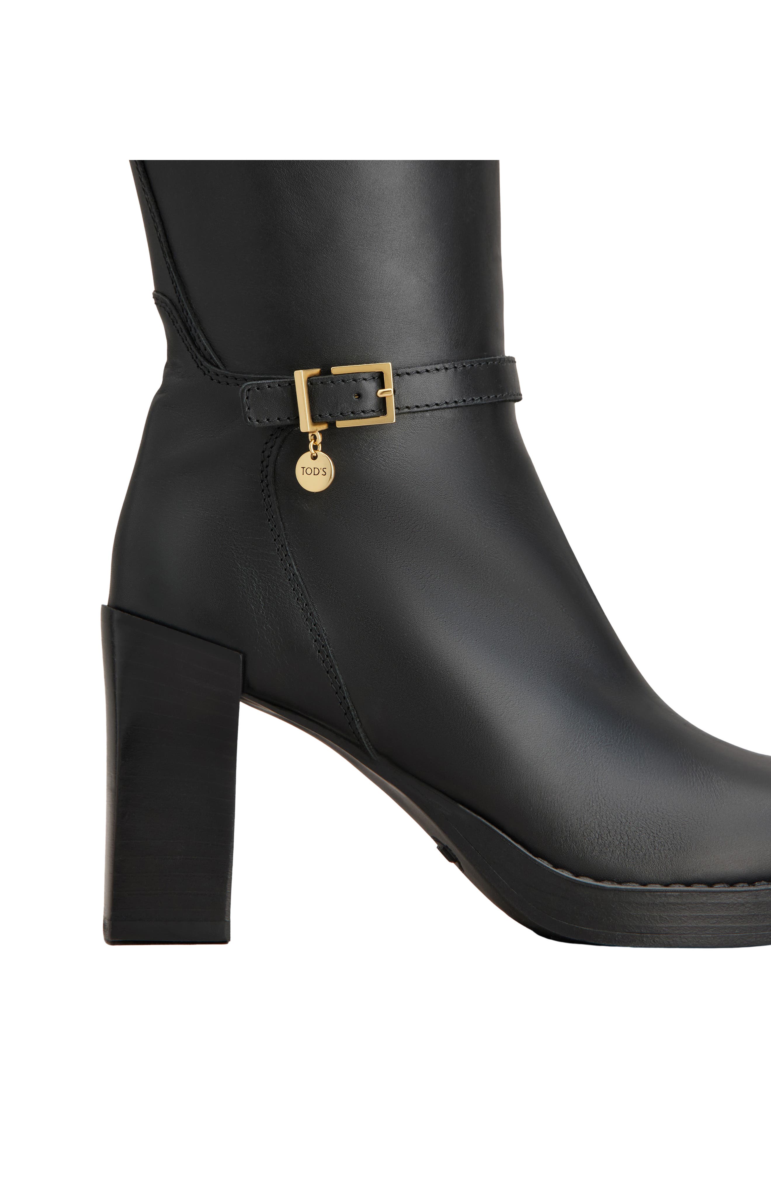 Gomma Buckle Knee High Boot, Alternate, color, NERO