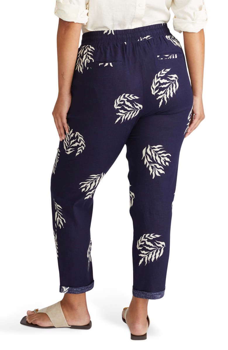 Universal Standard Tapered Drawstring Pants, Alternate, color, Navy Fern Dot