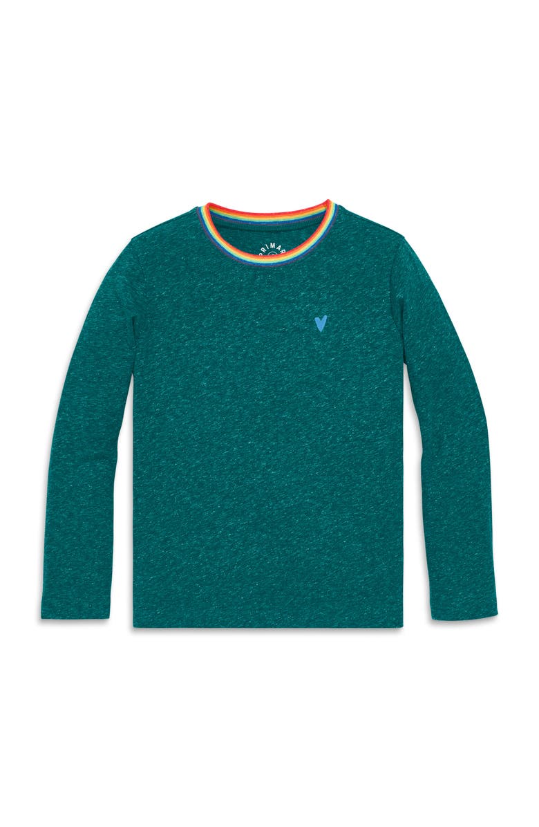 Primary Kids Long Sleeve Heathered Embroidered Heart Tee, Main, color,